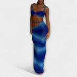 Jane - Stylový gradientový pletený crop top a overskirt duo